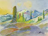 Justin James McCartney Simpson, Head of Brazeau River - Columbia Ice Fields, 1970, watercolour on paper