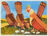 John Harold Thomas Snow, Four Birds #16/50, colour lithograph on paper