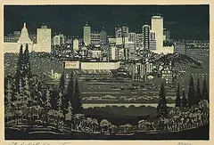 George Weber, City by Night, Edmonton, colour silkscreen on paper