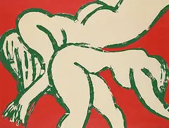 Red Overlap #4/30 by Peter Magnus Wengel, 1971, colour silkscreen on paper, sold May 2026