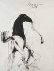 Sunil Das, Untitled, Ink and charcoal on paper