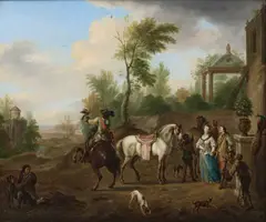 Carel van Falens, Departure Of The Hawking Party, oil on canvas