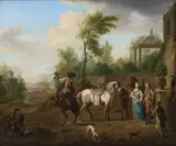 Carel van Falens, Departure Of The Hawking Party, oil on canvas