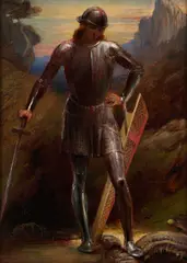 George Richmond Ra, The Red Cross Knight Slaying The Dragon, oil on paper