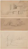 George Richmond Ra, Otford Castle, pencil on buff paper