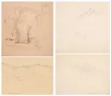 George Richmond Ra, House Amongst Trees (Rome), pencil heightened with white and gold on buff coloured paper