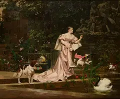 Paul Alphonse Viry, Feeding The Birds, oil on panel