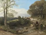 Thomas Creswick Ra, Crossing The Ford, oil on canvas