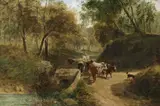 Thomas Creswick Ra, A Drover With Cattle And Dog, oil on canvas