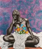 Damilola Olusegun, Lucid Dreams, charcoal and acrylic on canvas