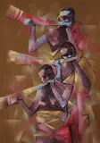 Robert Aryeetey, Trio, acrylic on canvas