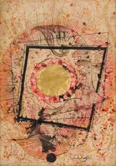 Christo Coetzee, Pink And Gold Abstract Composition, watercolour
