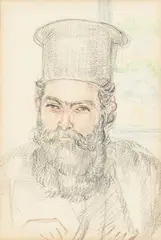 Mohammad Naghi, Archbishop Makarios Iii, pastel on paper