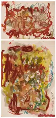 Michel El Mir, Compositions In Red, Green And Blue - Two Works, watercolour on paper (i)