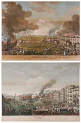 Andre Philippe Feraud, (I) INTRODUCTION DES ANGLAIS DANS LE PORT DE TOULON. 28 AOUT 1793; (II) EVACUATION DES PUISSANCES COALISEES DU PORT DE TOULON. 18 DECEMBRE 1793- A PAIR (i), engraving on paper