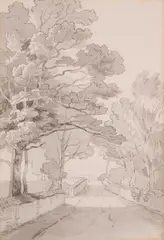 John White Abbott, The Avenue, pen and ink and wash on paper