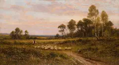 Shepherd And His Flock by Alfred Augustus Glendening, Sr., oil on canvas, sold Oct 2025