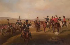 Richard Beavis, Artillery Passing The Duke Of Wellington At Waterloo, oil on canvas
