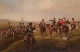 Richard Beavis, Artillery Passing The Duke Of Wellington At Waterloo, oil on canvas