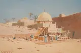 Augustus Osborne Lamplough, Pottery Market By A Mosque, watercolour