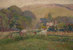 James Bolivar Manson, View Of Alfriston, Sussex, oil on board