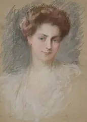 Portrait Of A Lady by Theodor Blake Wirgman, pastel on grey paper, sold Oct 2025