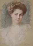Theodor Blake Wirgman, Portrait Of A Lady, pastel on grey paper