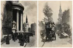 William Logsdail, Outside St Paul's Cathedral And An Omnibus By St Mary-Le Bow, London - A Pair, oil on canvas each
