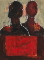 Ivor Bias, Two Figures In Profile, gouache