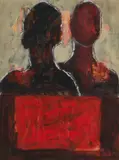 Ivor Bias, Two Figures In Profile, gouache