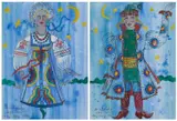 Alexandre Vassiliev, Clown And Dancer- A Pair, watercolour and gouache over pencil on paper