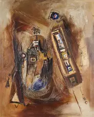 Charly d'Almeida, L'Oracle, mixed media on canvas