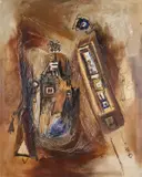 Charly d'Almeida, L'Oracle, mixed media on canvas