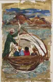 Tahia Halim, Figures On A Boat, oil on canvas