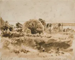 John Linnell, View Of Lymington, The Isle Of Wight Beyond, watercolour and pencil