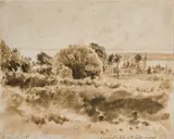 John Linnell, View Of Lymington, The Isle Of Wight Beyond, watercolour and pencil