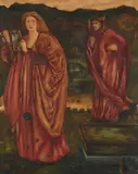 Edward Clifford, Merlin And Nimue, watercolour and bodycolour on paper mounted on the artist's prepared stretcher