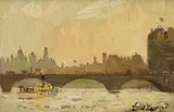 Hayley Lever, Old Waterloo Bridge, oil on canvasboard