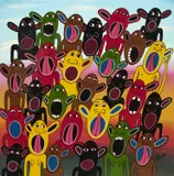 Hendrick Lilanga, Watu Wanaimba Kwa Furaha, oil on canvas