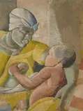 Kofi Antubam, Mother And Child, pastel on paper