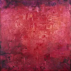 Nazir Nabaa, Red, acrylic and plaster on canvas