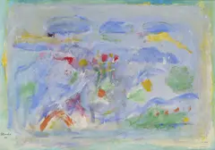 Amine El Bacha, Landscape With Flowers, acrylic on paper