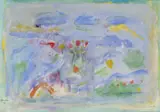 Amine El Bacha, Landscape With Flowers, acrylic on paper