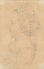 Giles Hussey, Portrait Of The Hon. Juliana Arundel In Profile Facing Left, Wearing A Dress With Bodice And Sash Tied In A Bow And Frilled Cap, pencil on laid paper