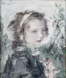 Aurel Naray, portret van een meisje, oil on panel