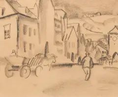 Leo Gestel, Zinnwald, charcoal study on paper