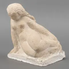 liggende vrouw by Mogelijk Jan Meefout, sandstone on a plaster foot, sold Jul 2026
