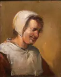 tronie van een boerin by Navolger Cornelis Pietersz. Bega, olieverf op paneel, sold Jul 2026