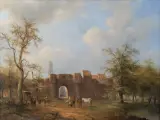 Johannes Hilverdink, Utrecht vanaf de poort gezien, oil on canvas