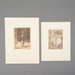 Marius Bauer, twee etsen: Oosterse waterdrager